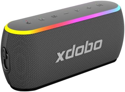 XDOBO X8III Bluetooth Speaker, Bluetooth Speaker, 60W Peak Output, Enhanced Bass, Built-in DSP Technology, Built-in Mic, Hands-Free Support, Bluetooth 5.3, Passive Radiator, Loud Volume, Up to 12H Continuous Playback, Stereo, Mood Light, Waterproof, Wireless Speaker, Bluetooth Speaker, Portable Speaker