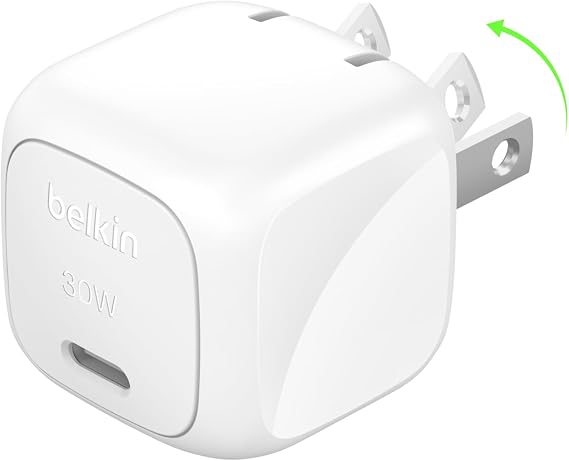 Belkin 30W Compact USB C Charger Block, Fast Charging for Travel | USB-C PD Super Fast Charging, iPhone 17, Air, Pro, Pro Max, Samsung Galaxy S25, S24, iPad, Switch 2