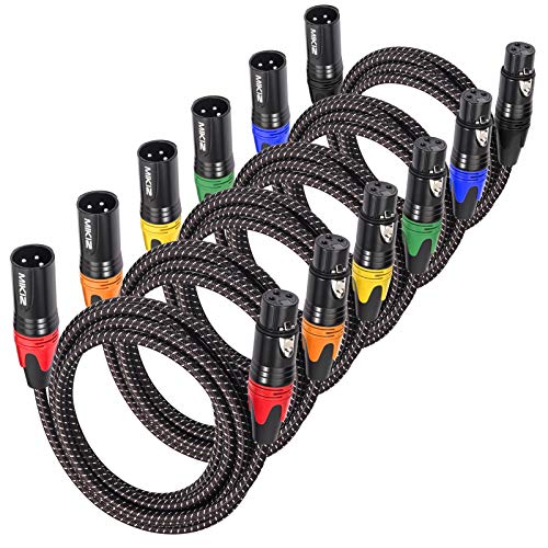 XLR Cables 35ft 6 Packs - 3 Pin XLR Male to Female Microphone Cable Braided Patch Cords