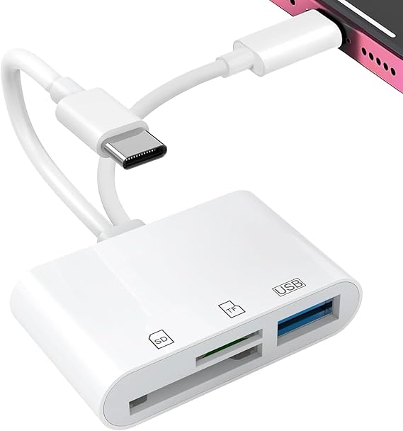 SD Card Reader for iPhone, iPad, Memory Card Readers for Camera Adapter | USB C and Lightning Dual Slots SD Card Adapters, Support SD, Micro SD, USB 3.0, Plug and Play
