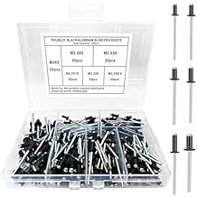 Blind Rivets Set,Aluminium Blind Rivets, Pop Rivets with Open End, Aluminium Blind Rivets Assortment Pop Rivets Set Pop Rivets for Metal Wood Plastic (Black)