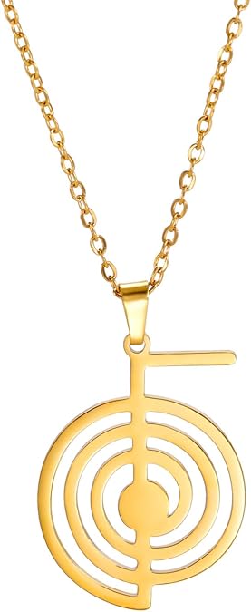 Cho Ku Rei Reiki Symbol Necklace Cho Ku Rei Energy Symbol Amulet Healing Reiki Pendant for Women Sacred Geometry Necklace Yoga Power Spiral Meditation Jewelry