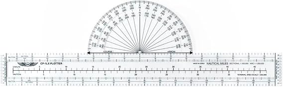 ASA CP-1LX Ultimate Aviation Plotter Sectional & Terminal Area Chart Navigation Tool | Durable Resin | Pilot Ruler with Heading Protractor | FAA Flight Planning Essential
