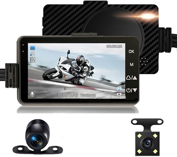 MASO Motorcycle Dash Cam Front and Rear Motorbike Camera Waterproof Dual Video HD 1080p