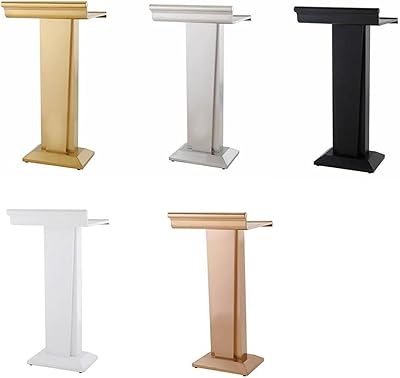 Simple Podium Stand 22 Wx20 Dx40 H Metal Reception Desk Hostess Stand for Restaurant, School Lectern Event Reception, Black, White, Gold, Silver, Rose Gold Color : Rose Gold