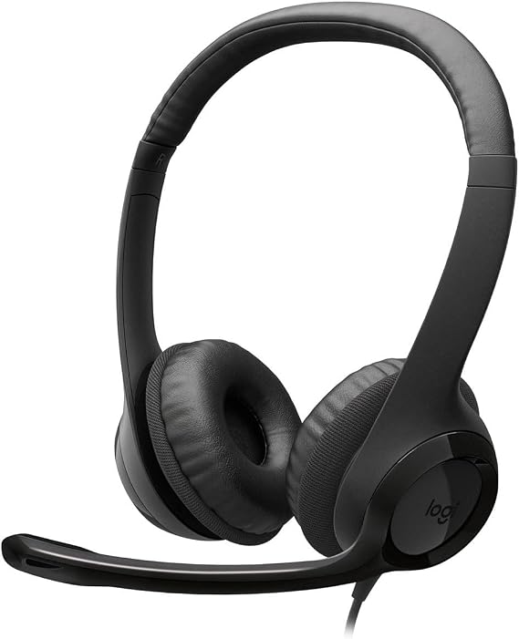 Logitech H390 Wired Headphones with Mic USB Headset for PC Noise Cancelling Microphone