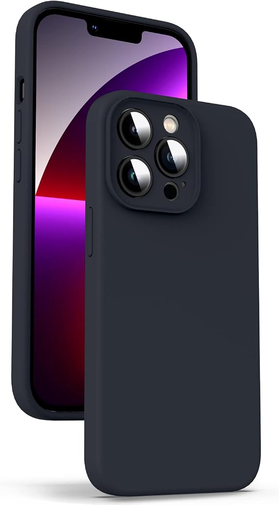Supdeal Liquid Silicone Case for iPhone 13 Pro - [Camera All-Round Protection] [Soft Microfiber Lining Anti-Scratch] 4 Layer Full Covered Shockproof Gel Rubber Phone Case Cover, 6.1", Black