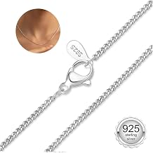 BMMYE Sterling Silver Chains for Women Sturdy Non-Fading 1.5 mm Thin Curb Chain And 2 mm Thin Figaro Chain 16" 18" 20" 22'' Silver Chains for Pendant