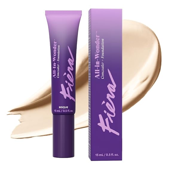 Fiera All-In-WonderTM Concealer + Foundation Full-Coverage, Crease-Proof, Hydrating Formula for Mature Skin, Blurs Fine Lines & Dark Circles, Radiant Second-Skin Finish Bisque, 0.5 FL. OZ. / 15 ML