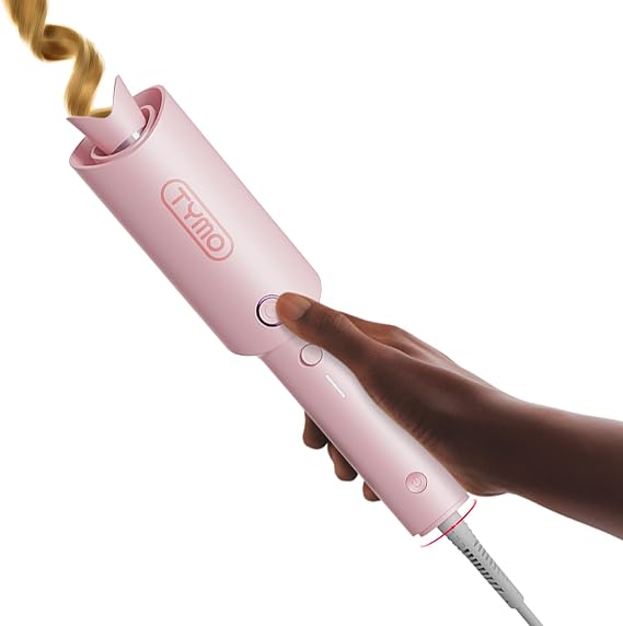 TYMO Hair Curler Automatic Rotating - CURLPRO, Curling Wand, Pink 1 inch | Ceramic Coating, Anti-Scald Curling Iron, Portable 500 Million Ionic, Dual Voltage, Beach Waver, Lightweight for Travel