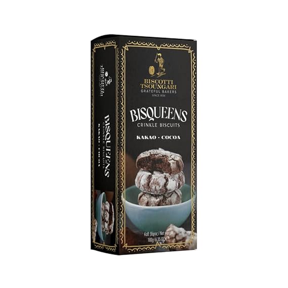 Biscotti Tsoungari - BISQUEENS Cocoa Brownie Cookies, 180g (6.35 oz)