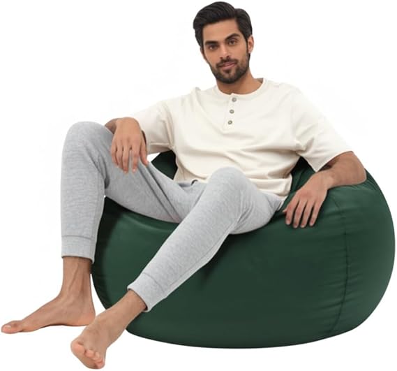 Beanbag Cover with Liner Only Washable 3ft (No Filler) Luxurious Microfiber Suede Beanbag Chair Cover for Adults Indoor Pear Style Large - Dark Green