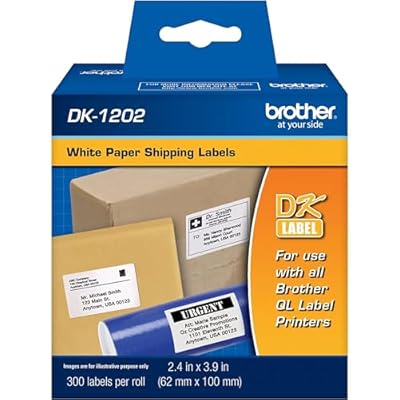Brother Genuine DK-1202 Die-Cut Shipping Paper Labels, Long Lasting Reliability, 300 Labels Per Roll, 1 Roll per Box