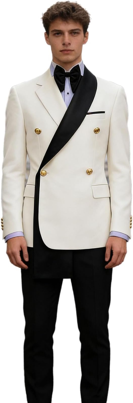 Men's Tuxedos Jacket Gold Buttons Double Breasted Splicing Shawl Lapel Blazer Formal Wedding Prom Evening Party