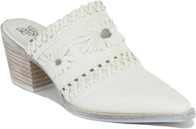 Beast Fashion Women's Woven Block Heel Mules Comfort Pointed Toe Backless Slip on Slides Loafer Shoes