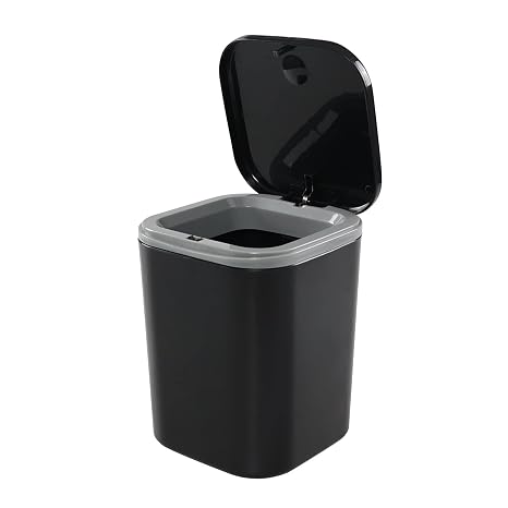 0.5 Gallon Tiny Countertop Trash Can, Small Desk Waste Basket, Black | Mini Desktop Garbage Can with Push-Button