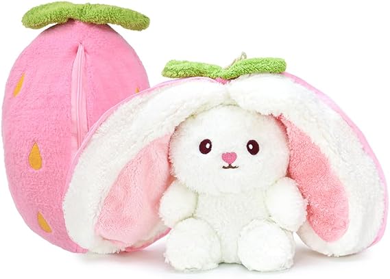 Özgüner Toy Strawberry Pillow Rabbit Plush - Plush, Pillow,Fillable,Bag,Big Eared Strawberry Rabbit (Jam)