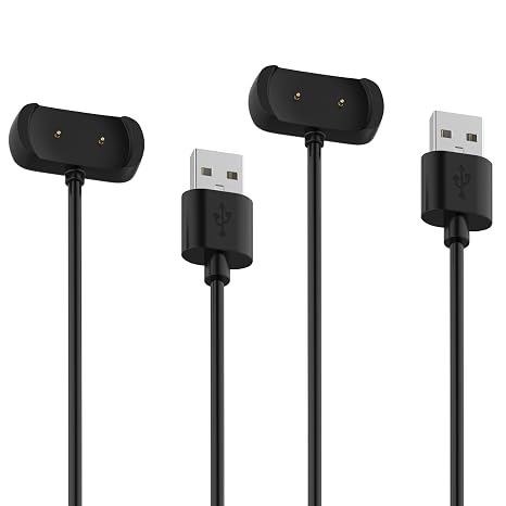 Compatible with Amazfit T-Rex Ultra/T-Rex 2/GTR 4/GTR 3/GTS 4/GTS 3 Charging Cable 3.3ft USB Portable Magnetic Replacement Charger Cord Dock for Amazfit T-Rex Ultra Charger (2PACKS)