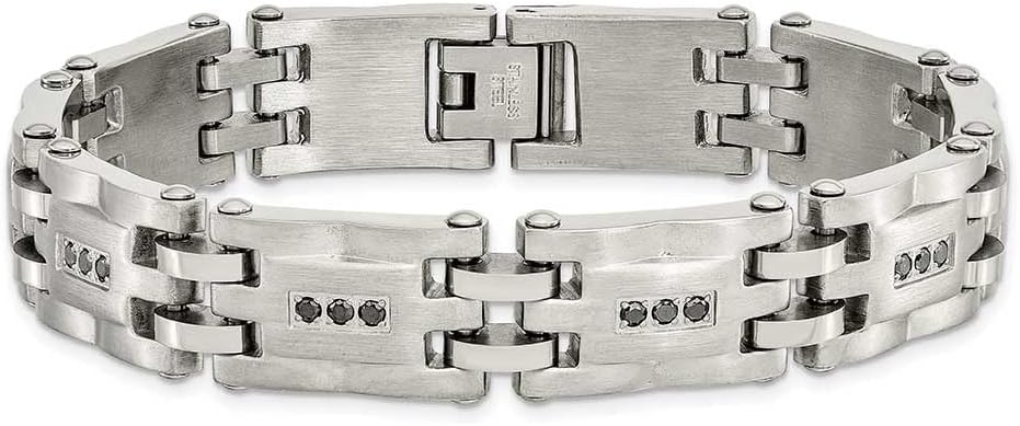 Chisel Stainless Steel Brushed and Polished 3/4ct tw. Diamond 8.5in Bracelet