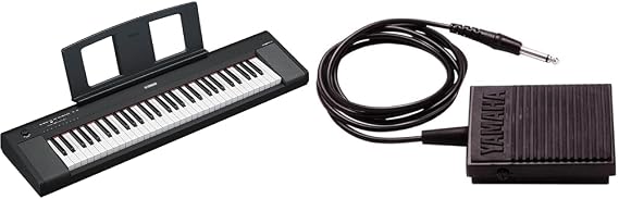 Yamaha 61-Key Piaggero Ultra-Portable Digital Piano, Black (NP15B) & FC5 Compact Sustain Pedal for Portable Keyboards, black