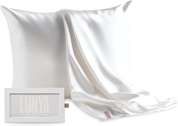 Lunya Washable Silk Pillowcase, Tranquil White, Queen Size