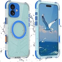 Waterproof Case Matte for iPhone 16 Plus 6.7 inch, Built-in Screen Protector, 360 Full Body Heavy Duty Protection, Shockproof & Dustproof Cell Phone Cover, Cruise Ship Essentials, Blue-Side