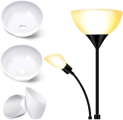 Hortsun Replacement Lamp Shade 4 Pcs White Replacement Plastic Lampshade 2 Pack 1.65 Fitter 10 Diameter Bowl Shape 2 Pack 1.97 Bottom Size Horseshoe Shape for LED Torchiere Floor Lamps Upright