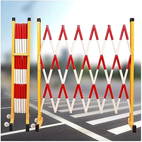 Expandable Metal Barricade - Mobile Traffic Barricade - Folding Security Gate - Driveway Fence Retractable Traffic Barricade - 1 Pack (Color : Red White, Siz