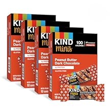 KIND Mini Snack Bars, Peanut Butter Dark Chocolate, Gluten Free, Low Sugar, Low Calorie Snacks, 80 Count