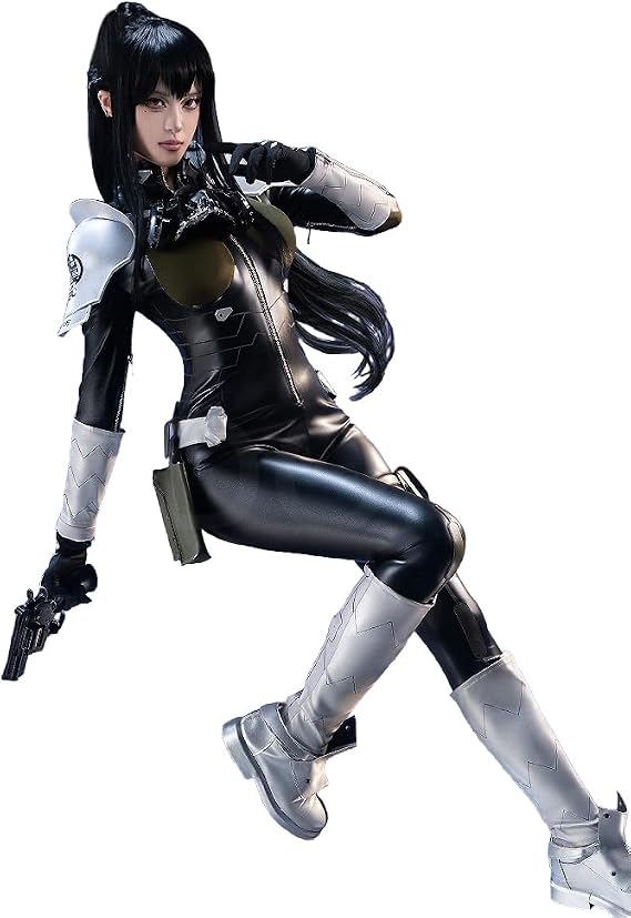 KIRA KIRA Anime Cosplay Costume Monster Sweeper Jumpsuit Black Leotard Body Suit Battle Uniform with Mask