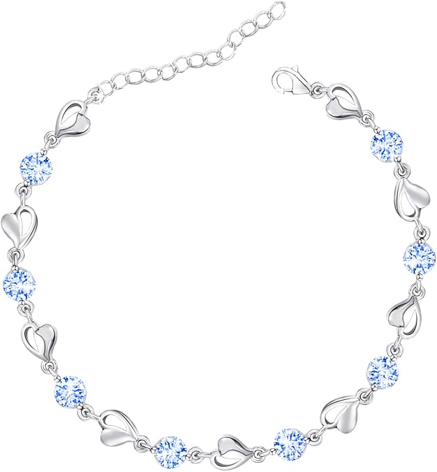 M&Ostyle Silver Bracelet for Women,Bracelet Shiny Crystal Diamond Adjustable Bracelet Mother's Day Jewelry Gift Birthday Christmas Gifts for Women Mom Wife