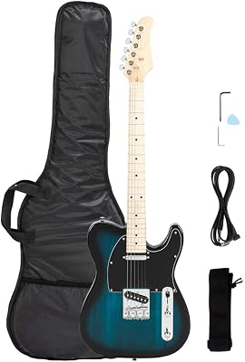 39 Inch Beginner Electric Guitar Kit, Full Size Electric Guitar,Complete Electric GuitarS Set with Bag, Strap, Power Wire, Wrench Tool and Plectrum,Blue