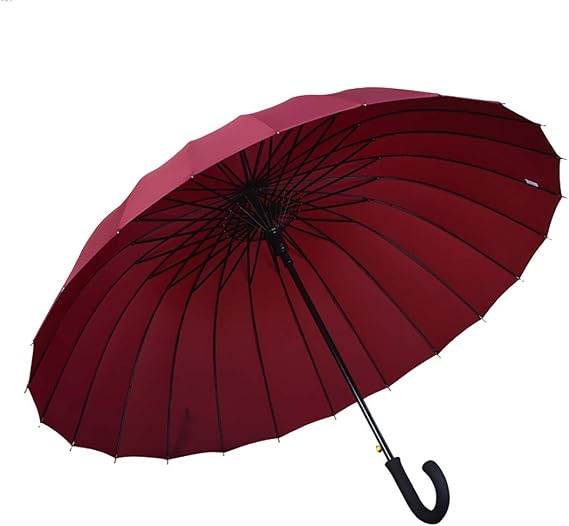 Compact Travel Cane Umbrella 24 Ribs Large Windproof Rain Canopy