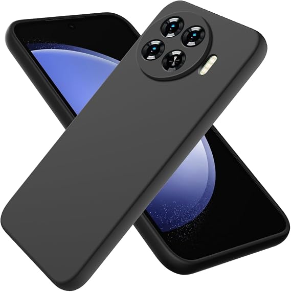Compatible with Tecno Spark 20 Pro+ Case, Liquid Silicone Gel TPU Case, Gel Rubber with Microfiber Case Cover, with Suitable for Tecno Spark 20 Pro+ Shockproof cover（Black）