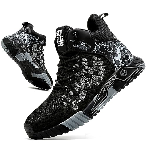 Steel Toe Shoes for Men Work Safety Footwear Slip Resistant Puncture-Proof Industrial Safety Shoes Comfortable Breathable Steel Toe Sneakers