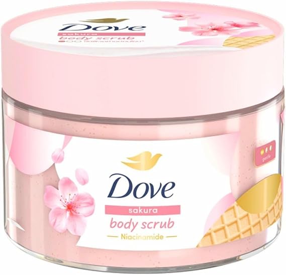 Dove Sakura Body Scrub with Niacinamide, Gentle Exfoliating Beads, 280g