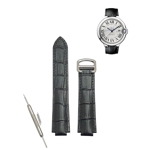 Replacement 18MM New Genuine Leather Watch Band Strap For CARTIER Ballon Bleu Black