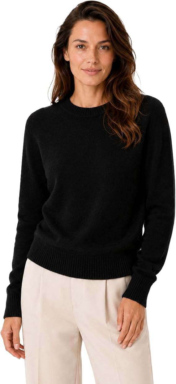 State Cashmere Womens Essential Crewneck Sweater 100% Pure Cashmere Classic Long Sleeve Pullover