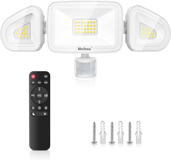 MEIHUA 42W Security Lights Outdoor Motion Sensor 3600LM with Remote Control [Energy Class F]
