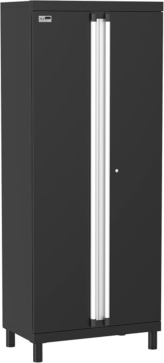 ClosetMaid ProGarage Tall Cabinet with Two Doors, Lock and Adjustable Shelves, for Garage Storage, Heavy Duty Steel, Black
