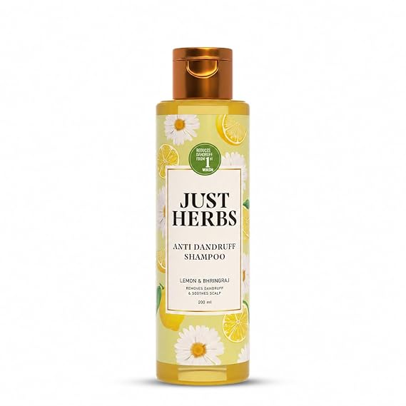 Just Herbs Organic Soya Protein Anti Dandruff Shampoo With Neem, Hibscus & Lecithin for All Hair Types, Sulfate & Paraben Free - 200ml
