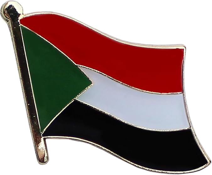 Sudan Flag Die-struck Metal Single Lapel Pin with Butterfly Clasp Closure