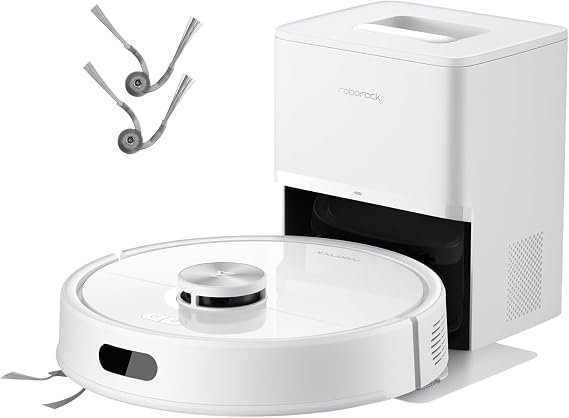 roborock Q7 M5+ Robot Vacuum and Mop White with Zero-Tangling Side Brushes Replacement (2 Pieces)