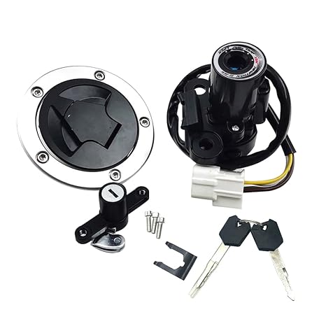 Ignition Switch Fuel Gas Tank Cap Cover Lock Key Kit Compatible with Kawasaki Ninja 650/Ex650 Er-6F Er-6N 2012-2016