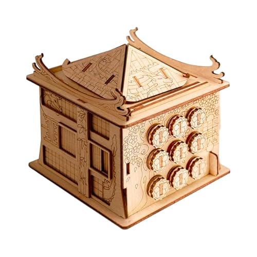 ESC WELT House of Dragon Puzzle Box - 3D Escape Game Money Box - Brain Teaser Puzzle for Adults & Teens - Wooden Escape Room - Mind Puzzle Game with Hidden Compartment - Family Games Puzzles