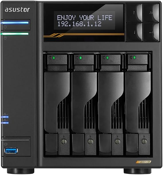 Asustor / DiscTech 18TB NAS Bundle: AS6804T Lockerstor 4 Gen3 NAS Server with 4x4TB SATA HDD and 4x500GB NVMe M.2 SSDs, 16GB RAM, Dual 10GbE and Dual 5GbE LAN Ports