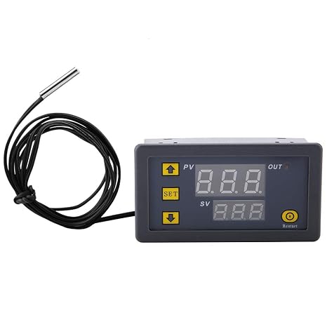 Temperature Controller 12V 500C Dc 12V Led Digital Thermostat Electronic W3230 Led Digital Temperature Controller Thermostat Switch Sensor Meter(Dc12V) (24V red and Blue Display)