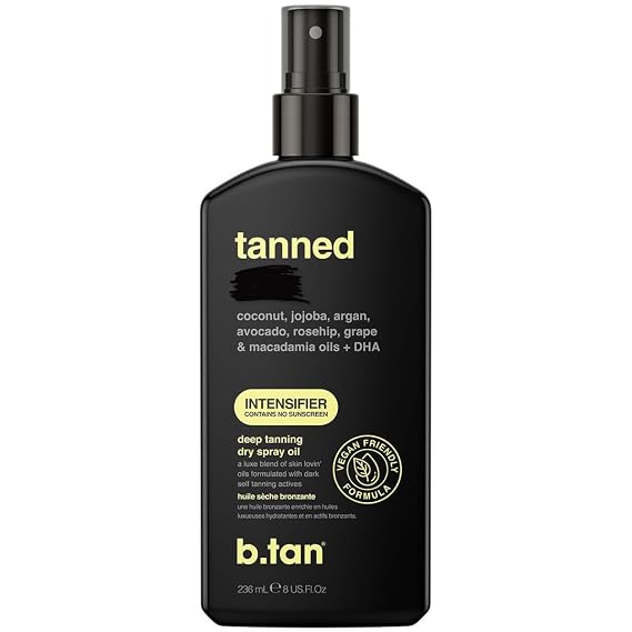 b.tan SPF 0 Deep Tanning Oil | Get Tanned Intensifier Dry Spray - Fast, Ultra Dark, Outdoor Use, Packed with Sun Tan Accelerating Actives, Hydrating Bronze Glow, Beach & Pool Essentials, 8 Fl Oz