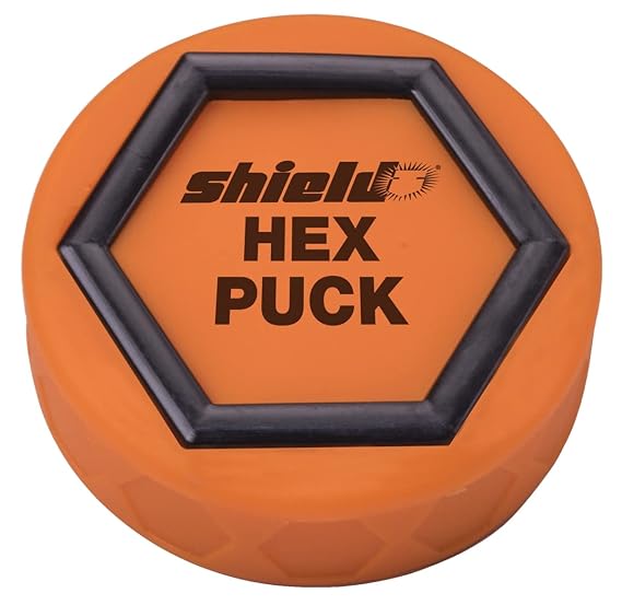 Shield Hex Puck, Orange and Black
