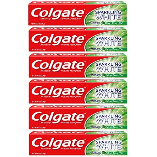 Colgate Sparkling White Whitening Toothpaste, Mint - 8 ounce 6 Pack